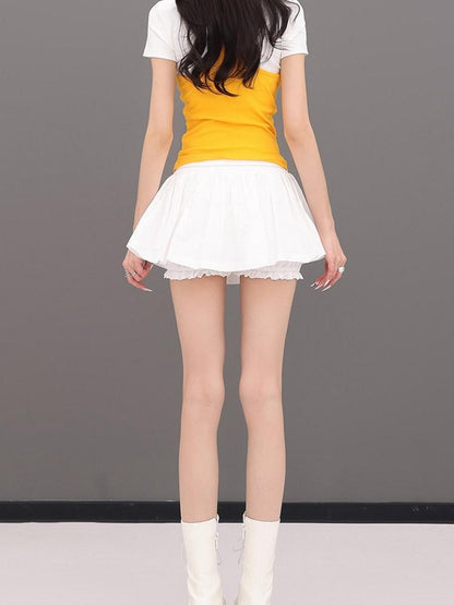 QIUQIU STUDIO Puff A Line Panel Anti Exposure Anti Static Elastic Waist Women&