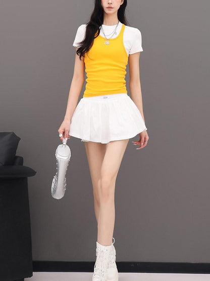 QIUQIU STUDIO Puff A Line Panel Anti Exposure Anti Static Elastic Waist Women&