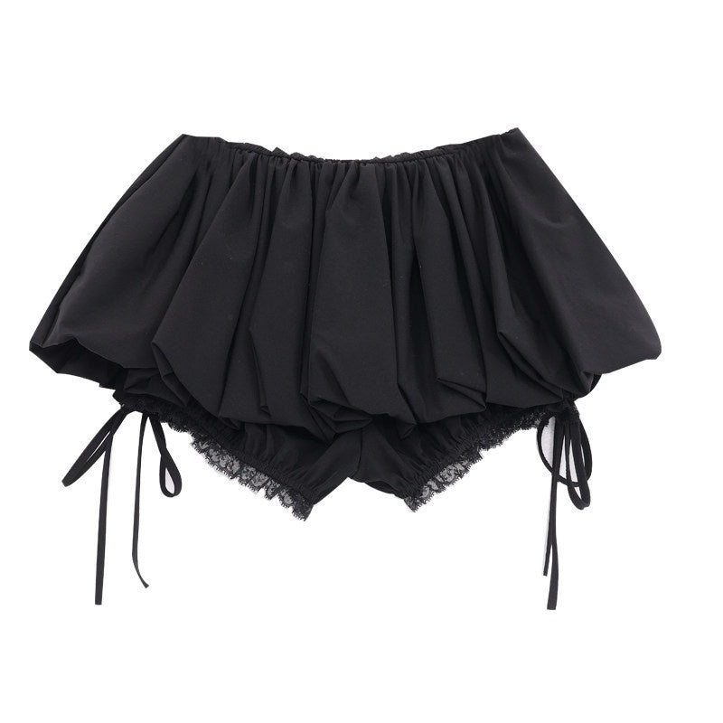 QIUQIU_STUDIO_Puffed_Patchwork_A_Line_Elastic_Waist_Women&