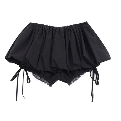 QIUQIU_STUDIO_Puffed_Patchwork_A_Line_Elastic_Waist_Women&
