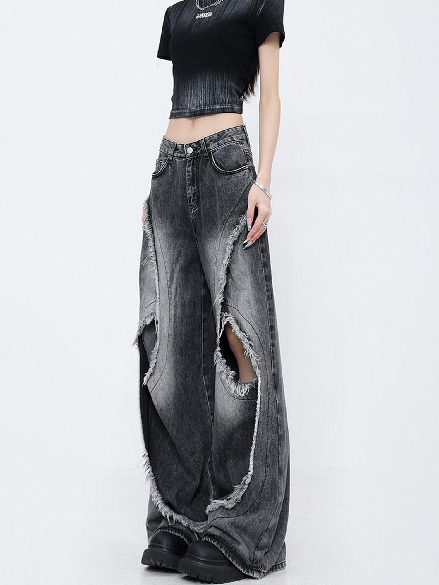 QIUQIU STUDIO Raw Hem Distressed Tall Fit Women&