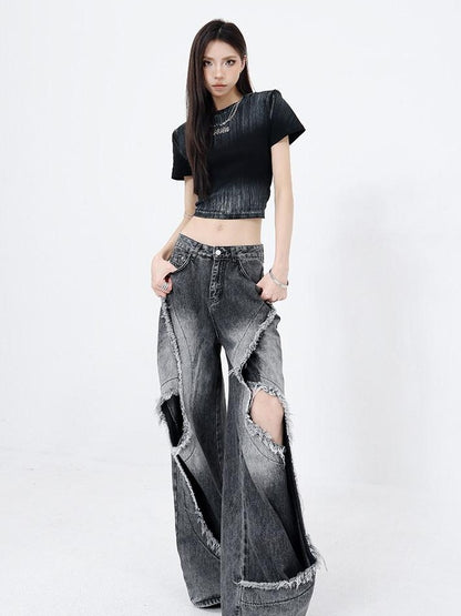 QIUQIU STUDIO Raw Hem Distressed Tall Fit Women&