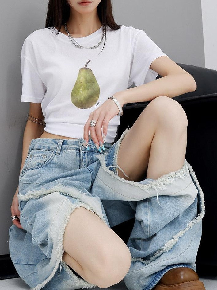 QIUQIU STUDIO Raw Hem Distressed Tall Fit Women&