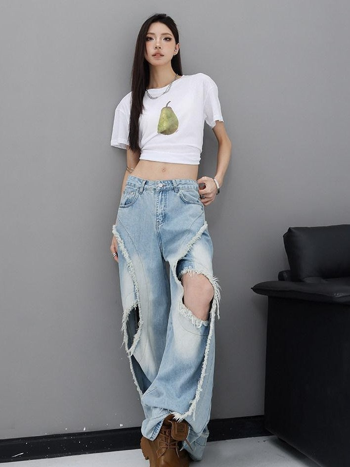 QIUQIU STUDIO Raw Hem Distressed Tall Fit Women&