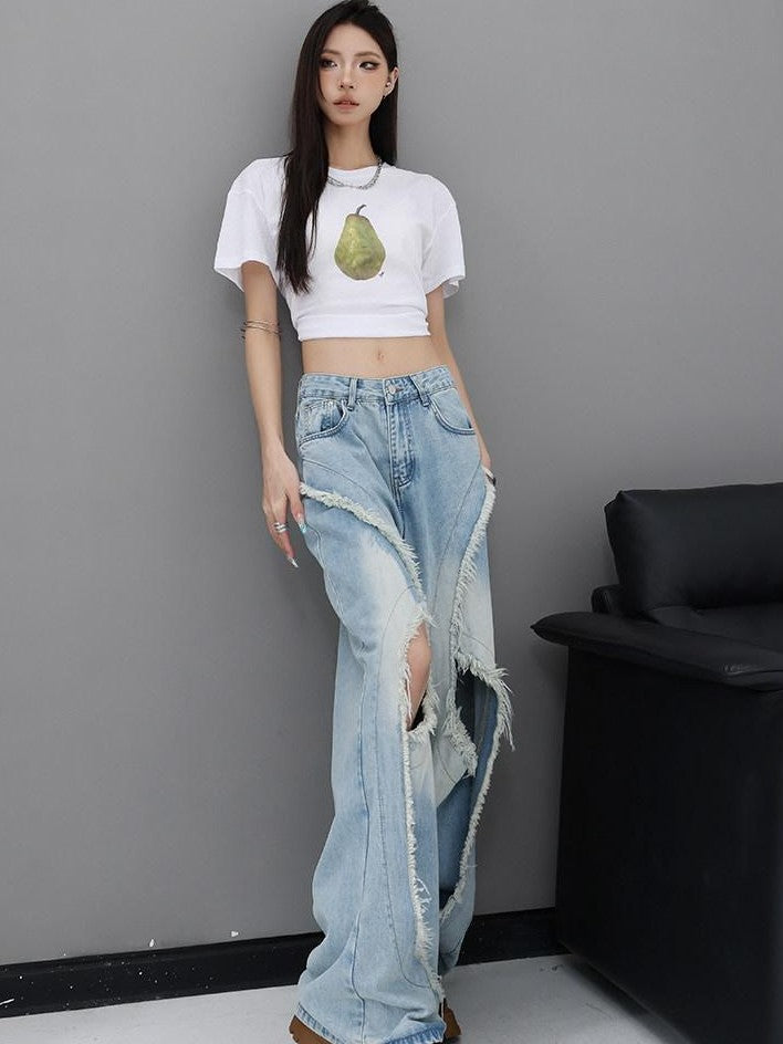 QIUQIU STUDIO Raw Hem Distressed Tall Fit Women&