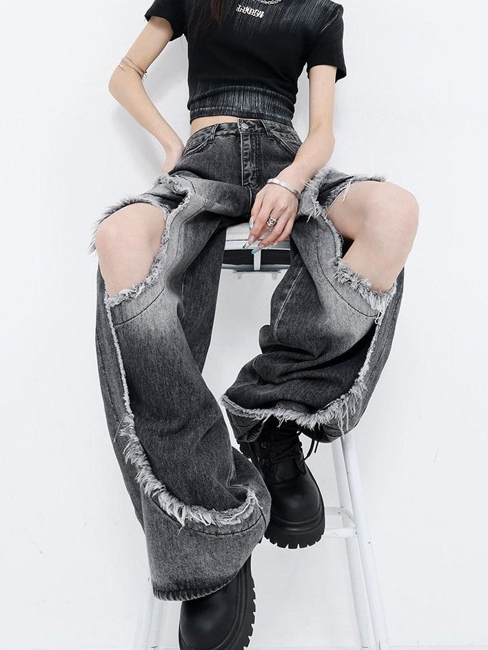 QIUQIU STUDIO Raw Hem Distressed Tall Fit Women&