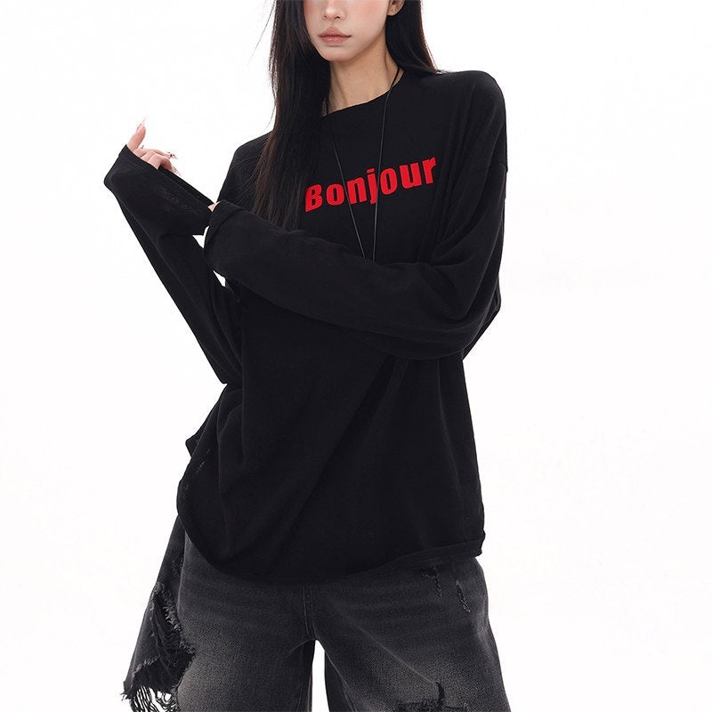 QIUQIU_STUDIO_Relaxed_Letter_Print_Round_Neck_Drop_Shoulder_Women&