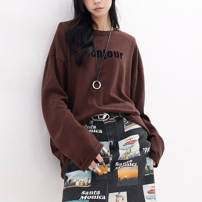 QIUQIU_STUDIO_Relaxed_Letter_Print_Round_Neck_Drop_Shoulder_Women&