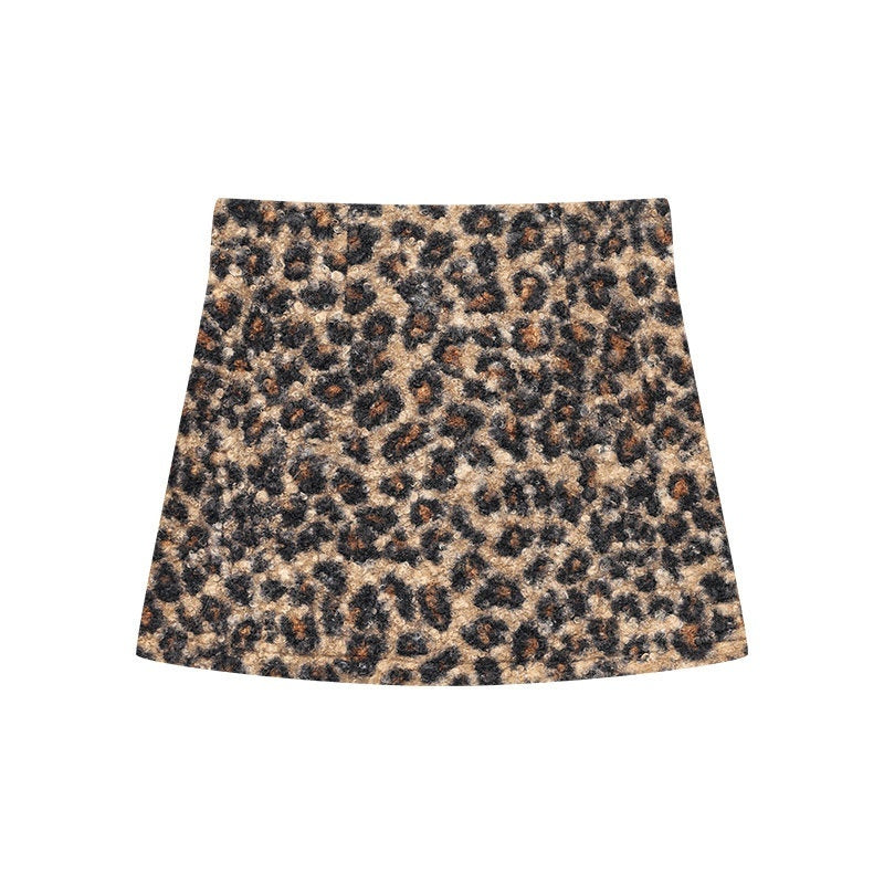 QIUQIU_STUDIO_Retro_Leopard_Print_A_Line_Slim_Mid_Waist_Lined_Women&