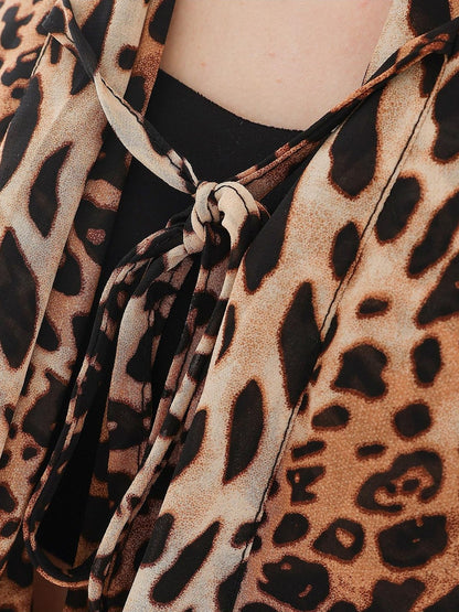 QIUQIU STUDIO Retro Leopard Print V-neck Backless Cropped Slim Women&