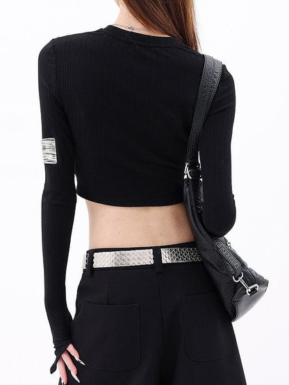 QIUQIU STUDIO Ribbed Asymmetrical Cropped Fitted Women&
