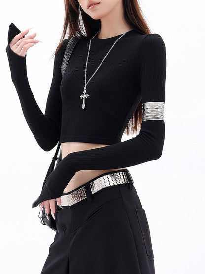 QIUQIU STUDIO Ribbed Asymmetrical Cropped Fitted Women&