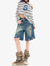QIUQIU STUDIO Ripped Fringe Ombre Distressed Wide Leg Women&