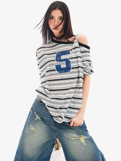 QIUQIU STUDIO Ripped Fringe Ombre Distressed Wide Leg Women&