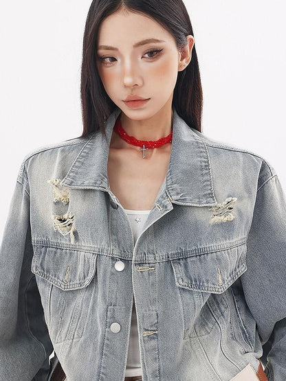 QIUQIU STUDIO Ripped Washed 3d Embellished Women&