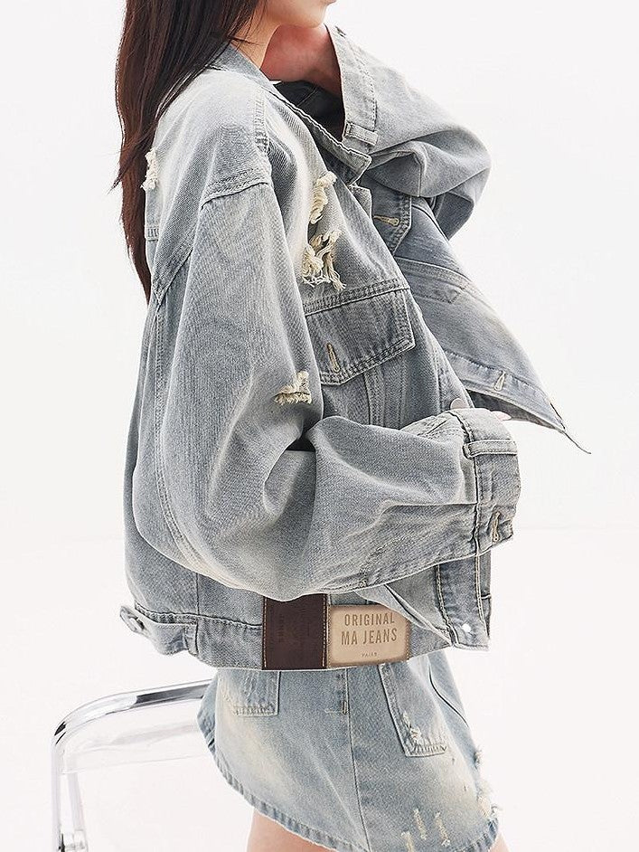 QIUQIU STUDIO Ripped Washed 3d Embellished Women&