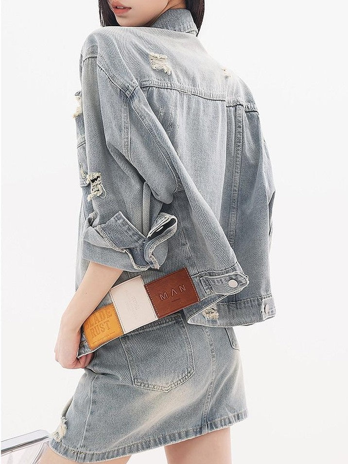 QIUQIU STUDIO Ripped Washed 3d Embellished Women&