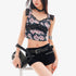 QIUQIU_STUDIO_Rose_Print_Lace_Trim_Navel_Baring_Short_Cropped_Slim_Fit_Women&