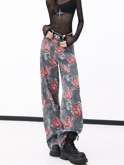 QIUQIU STUDIO Rose Print Loose Long Length Women&