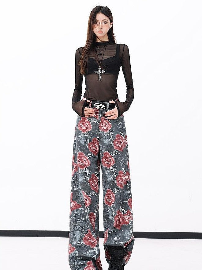 QIUQIU STUDIO Rose Print Loose Long Length Women&