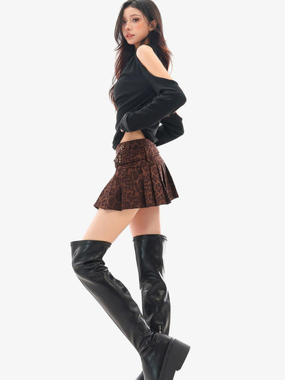 QIUQIU STUDIO Ruched Cowl Neck Off Shoulder Loose Fit Women&
