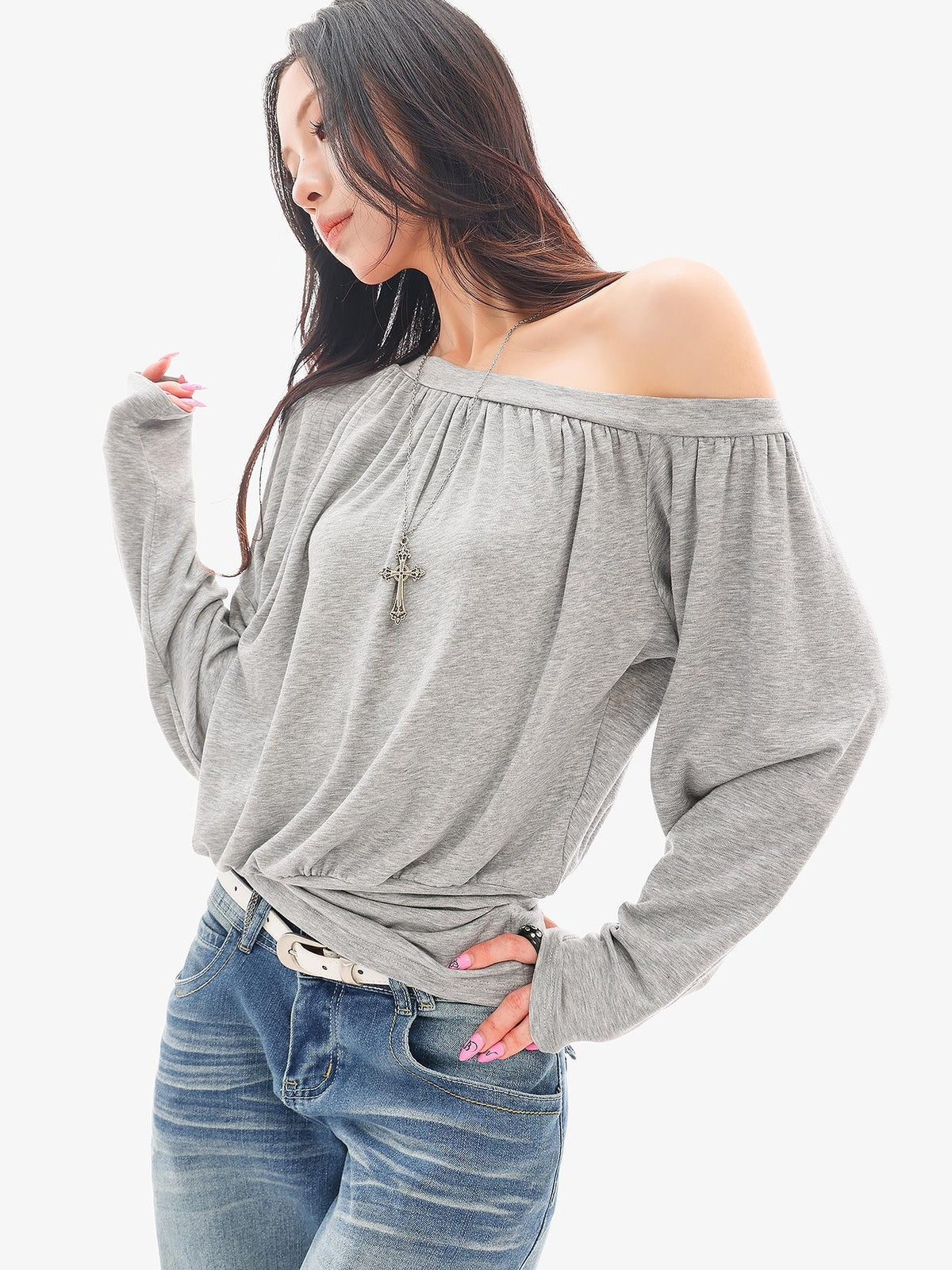 QIUQIU STUDIO Ruched One Shoulder Two Way Wear Women&
