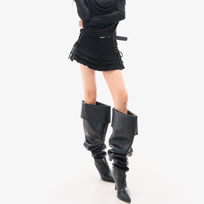 QIUQIU_STUDIO_Sexy_Studded_Draped_Neck_Loose_Fit_Women&