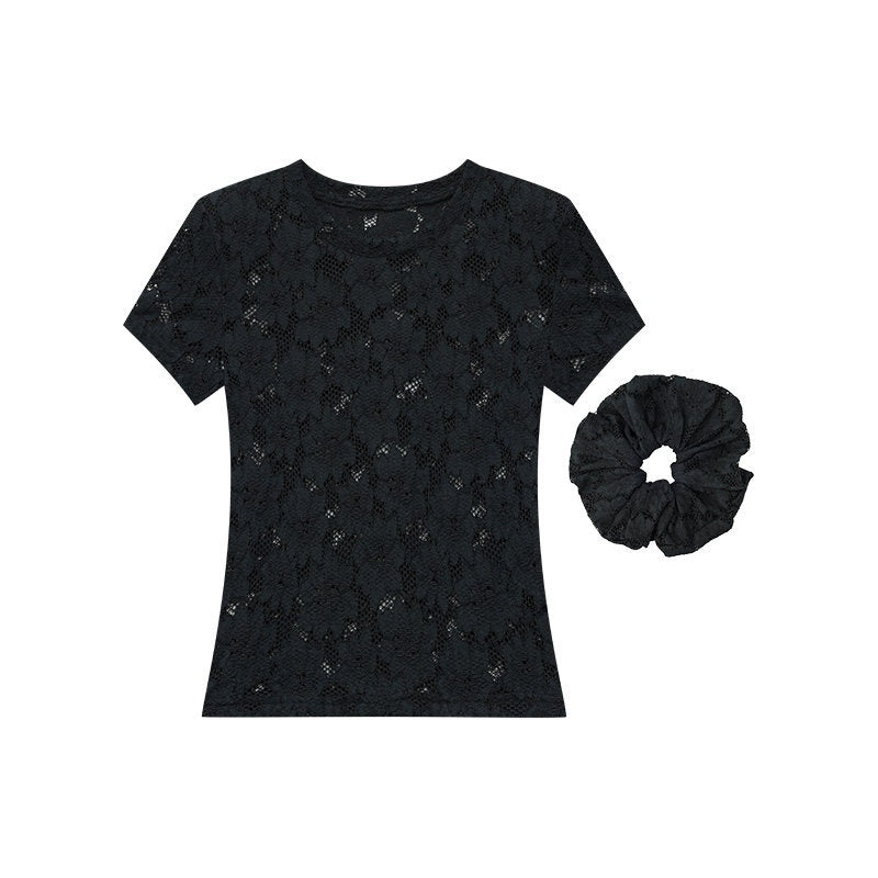 QIUQIU_STUDIO_Sheer_Lace_Fitted_Round_Neck_Cropped_Women&