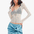 QIUQIU_STUDIO_Sheer_Lace_Polka_Dot_Deep_V-neck_Waist_Cinch_Women&