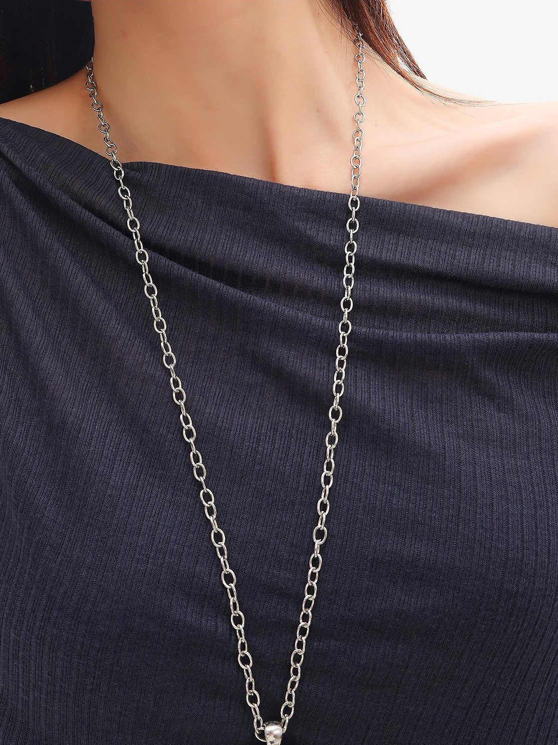 QIUQIU STUDIO Sheer One Shoulder Knit Loose Fit Women&
