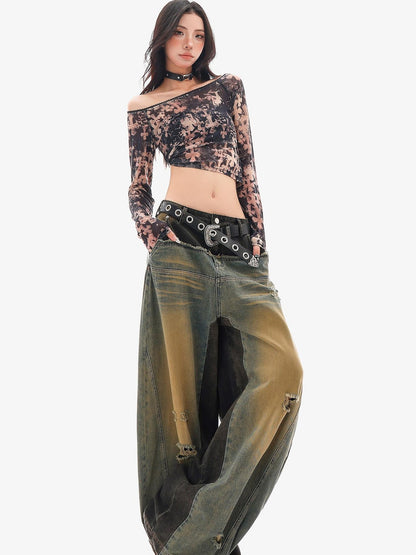 QIUQIU STUDIO Sheer Slanted Shoulder Cropped Slim Women&