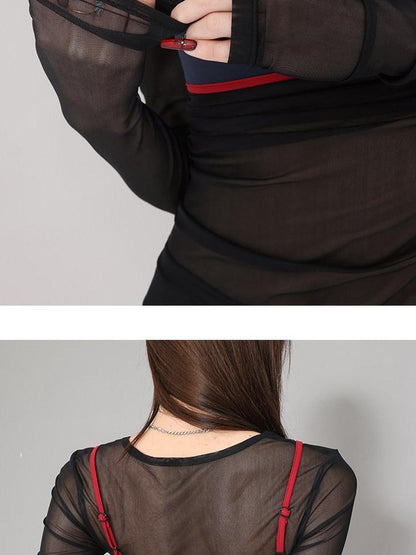 QIUQIU STUDIO Sheer Two Piece Slim Fit Sun Protection Women&