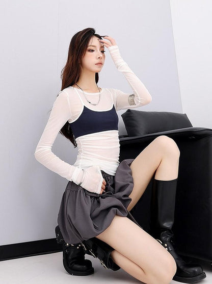 QIUQIU STUDIO Sheer Two Piece Slim Fit Sun Protection Women&