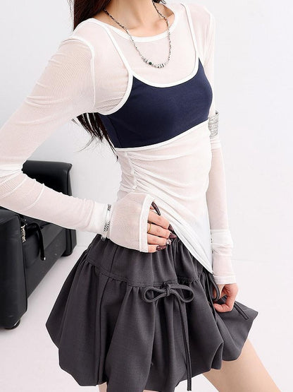 QIUQIU STUDIO Sheer Two Piece Slim Fit Sun Protection Women&