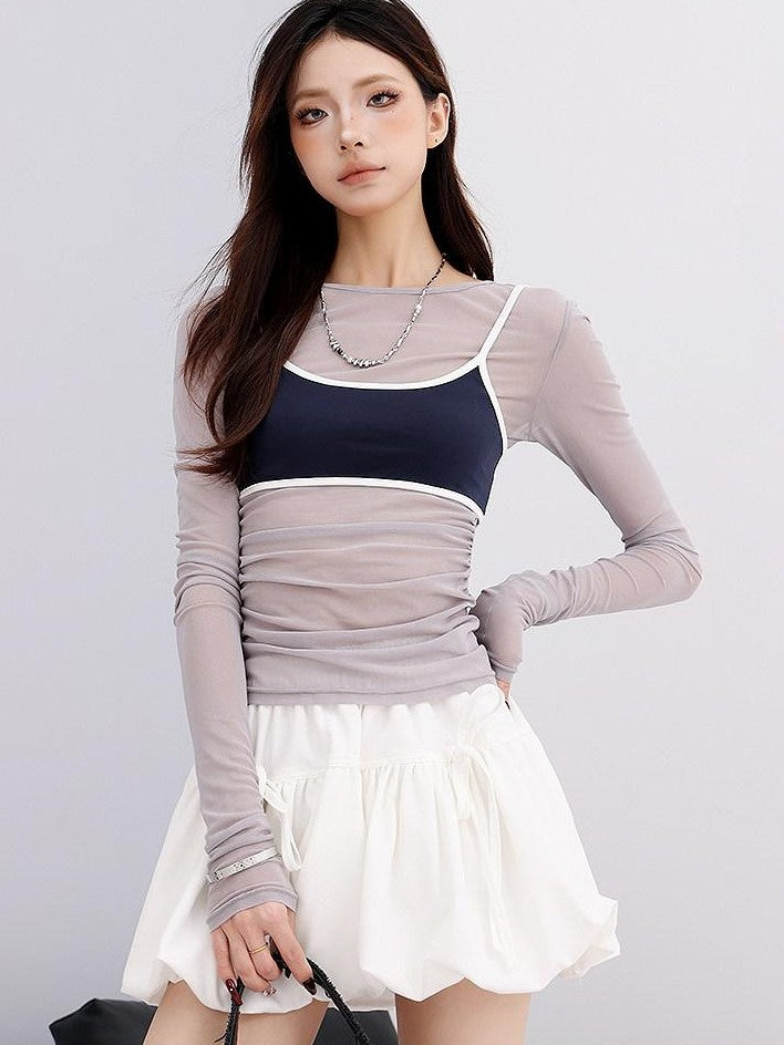 QIUQIU STUDIO Sheer Two Piece Slim Fit Sun Protection Women&