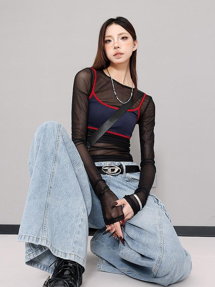 QIUQIU STUDIO Sheer Two Piece Slim Fit Sun Protection Women&