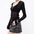 QIUQIU_STUDIO_Sheer_V-neck_Slim_Fit_Solid_Women&