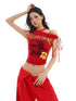 QIUQIU STUDIO Slim Fit Letter Print Tie Strap One Shoulder Women&