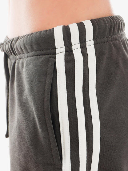 QIUQIU STUDIO Slim Striped Frayed Hem Elastic Waist Pockets Straight Leg Women&
