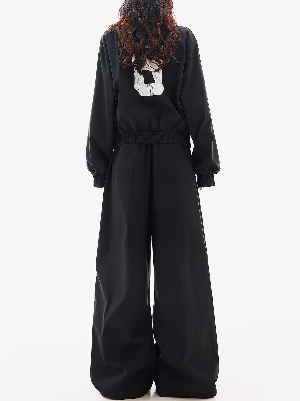 QIUQIU STUDIO Solid Color Elastic Waist Loose Fit Women&