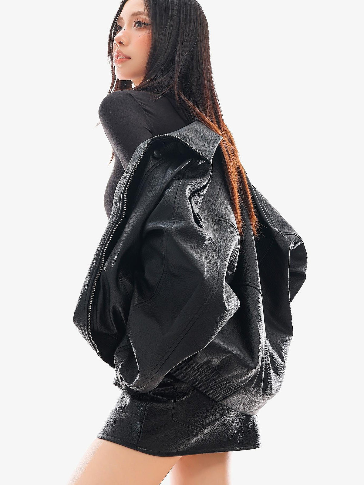 QIUQIU STUDIO Solid Color Loose Fit Lapel Collar Long Sleeve Women&