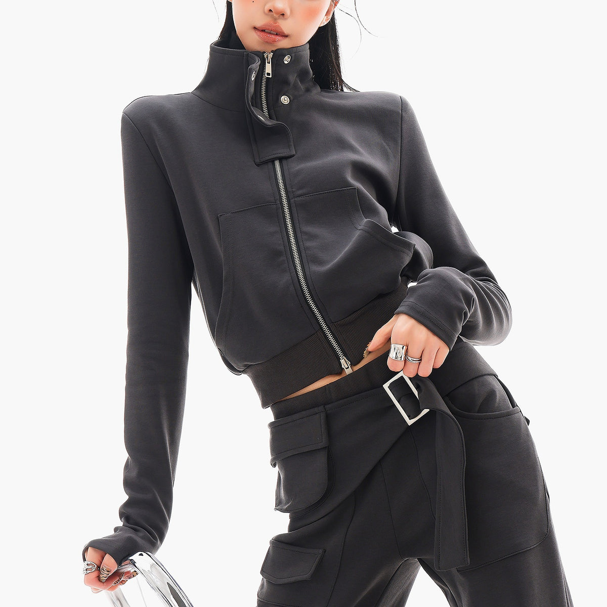 QIUQIU_STUDIO_Solid_Loose_Fit_Flared_High_Rise_Women&