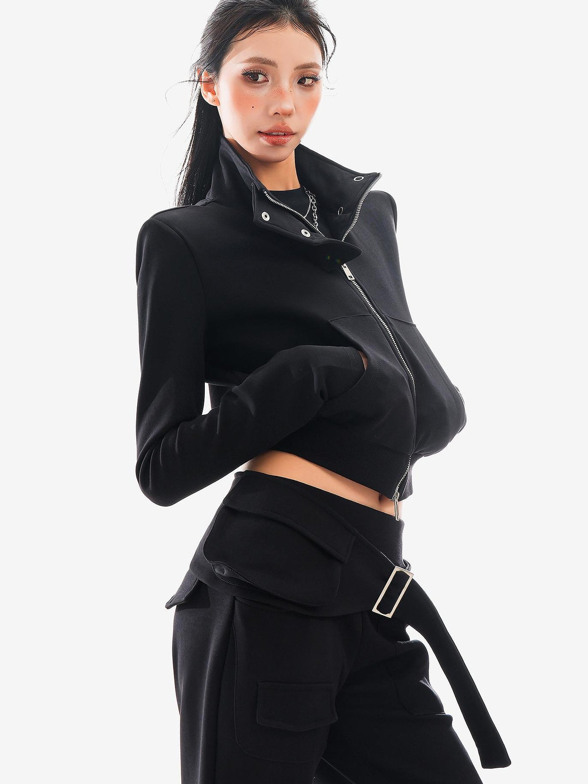 QIUQIU STUDIO Solid Loose Fit Flared High Rise Women&