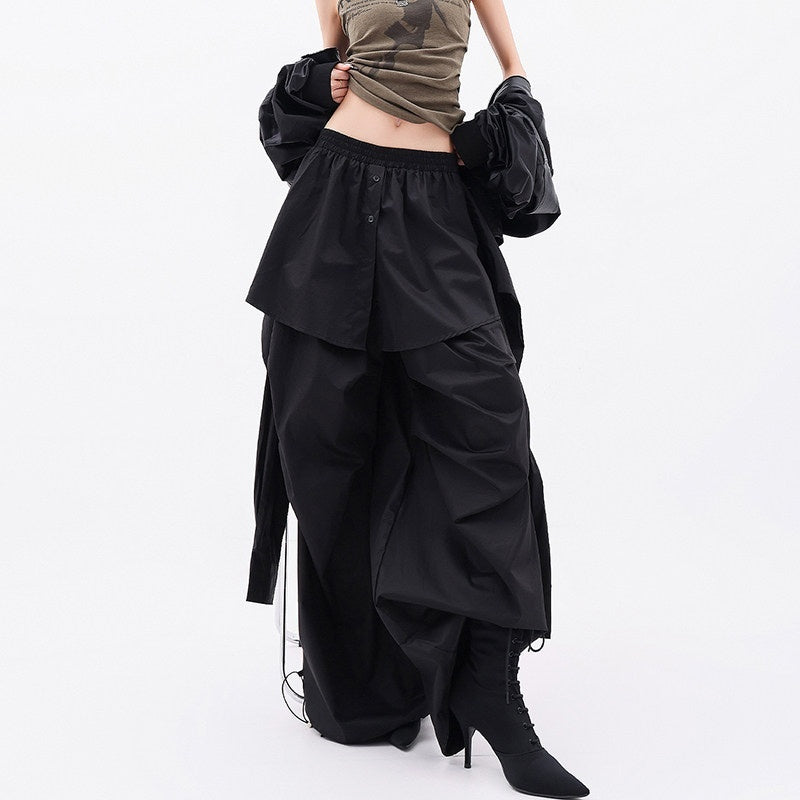 QIUQIU_STUDIO_Solid_Patchwork_Layered_Faux_Two_Piece_Cargo_Women&