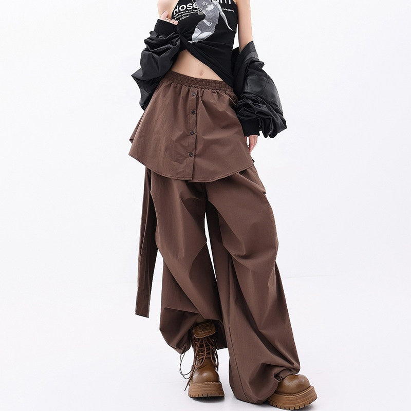 QIUQIU_STUDIO_Solid_Patchwork_Layered_Faux_Two_Piece_Cargo_Women&