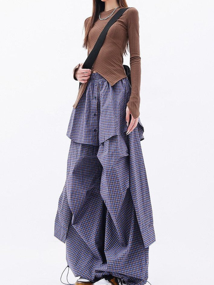 QIUQIU STUDIO Solid Patchwork Layered Faux Two Piece Cargo Women&