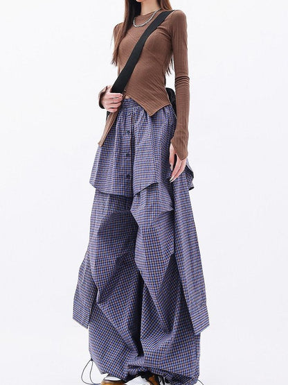 QIUQIU STUDIO Solid Patchwork Layered Faux Two Piece Cargo Women&
