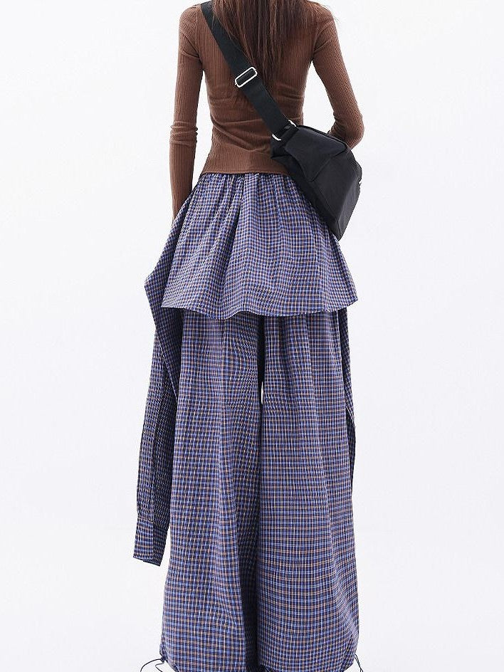 QIUQIU STUDIO Solid Patchwork Layered Faux Two Piece Cargo Women&