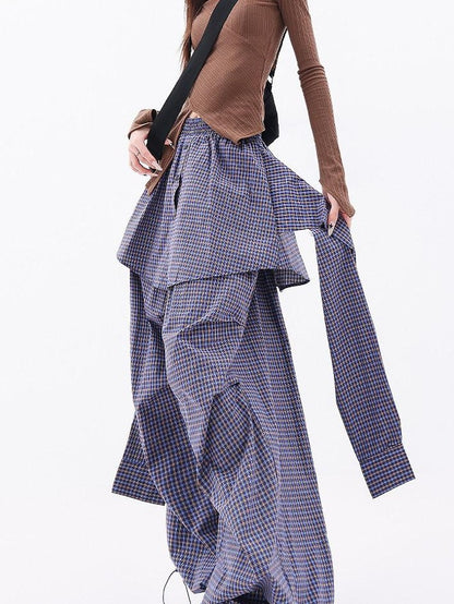 QIUQIU STUDIO Solid Patchwork Layered Faux Two Piece Cargo Women&