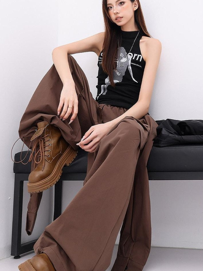 QIUQIU STUDIO Solid Patchwork Layered Faux Two Piece Cargo Women&